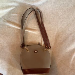 Bally small domed satchel taupe/light gray and tan